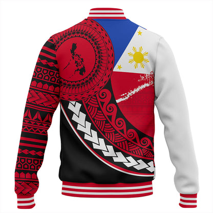 Philippines Filipinos Baseball Jacket Flag And Map Pattern Circle Style