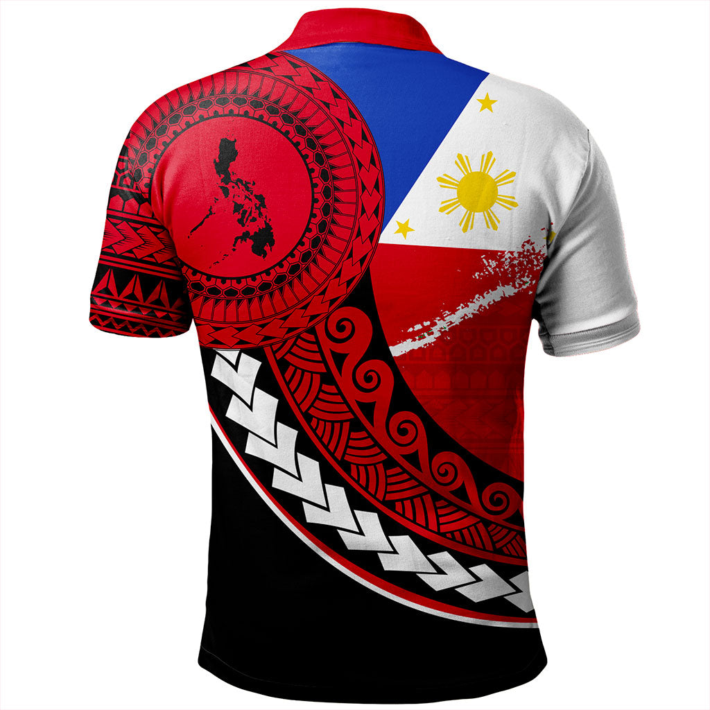 Philippines Filipinos Polo Shirt Flag And Map Pattern Circle Style