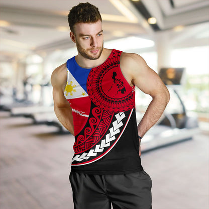 Philippines Filipinos Tank Top Flag And Map Pattern Circle Style