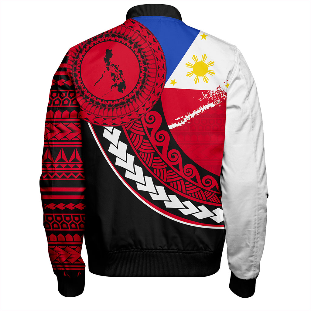 Philippines Filipinos Bomber Jacket Flag And Map Pattern Circle Style