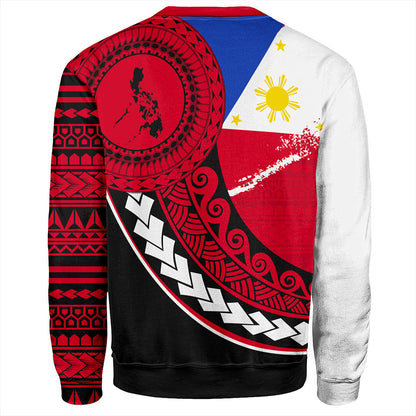 Philippines Filipinos Sweatshirt Flag And Map Pattern Circle Style