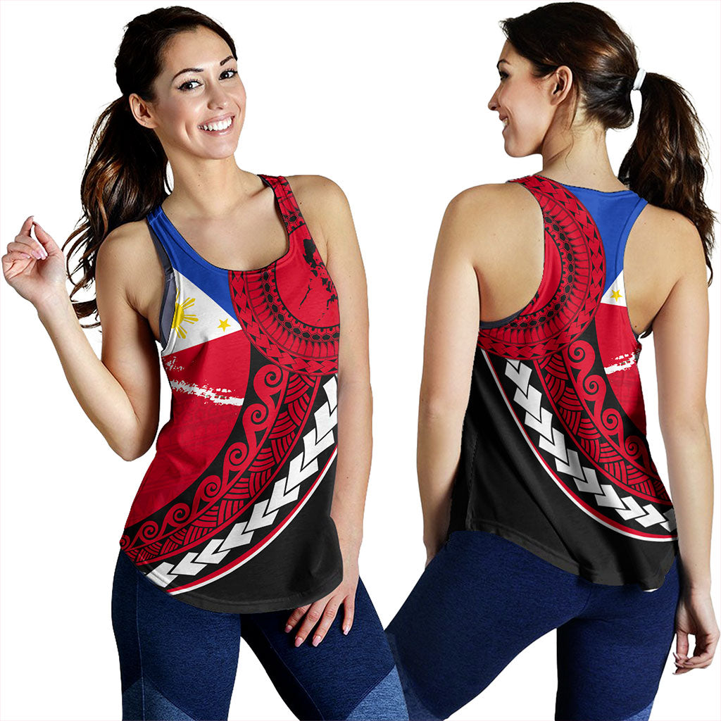 Philippines Filipinos Women Tank Flag And Map Pattern Circle Style