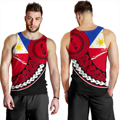 Philippines Filipinos Tank Top Flag And Map Pattern Circle Style