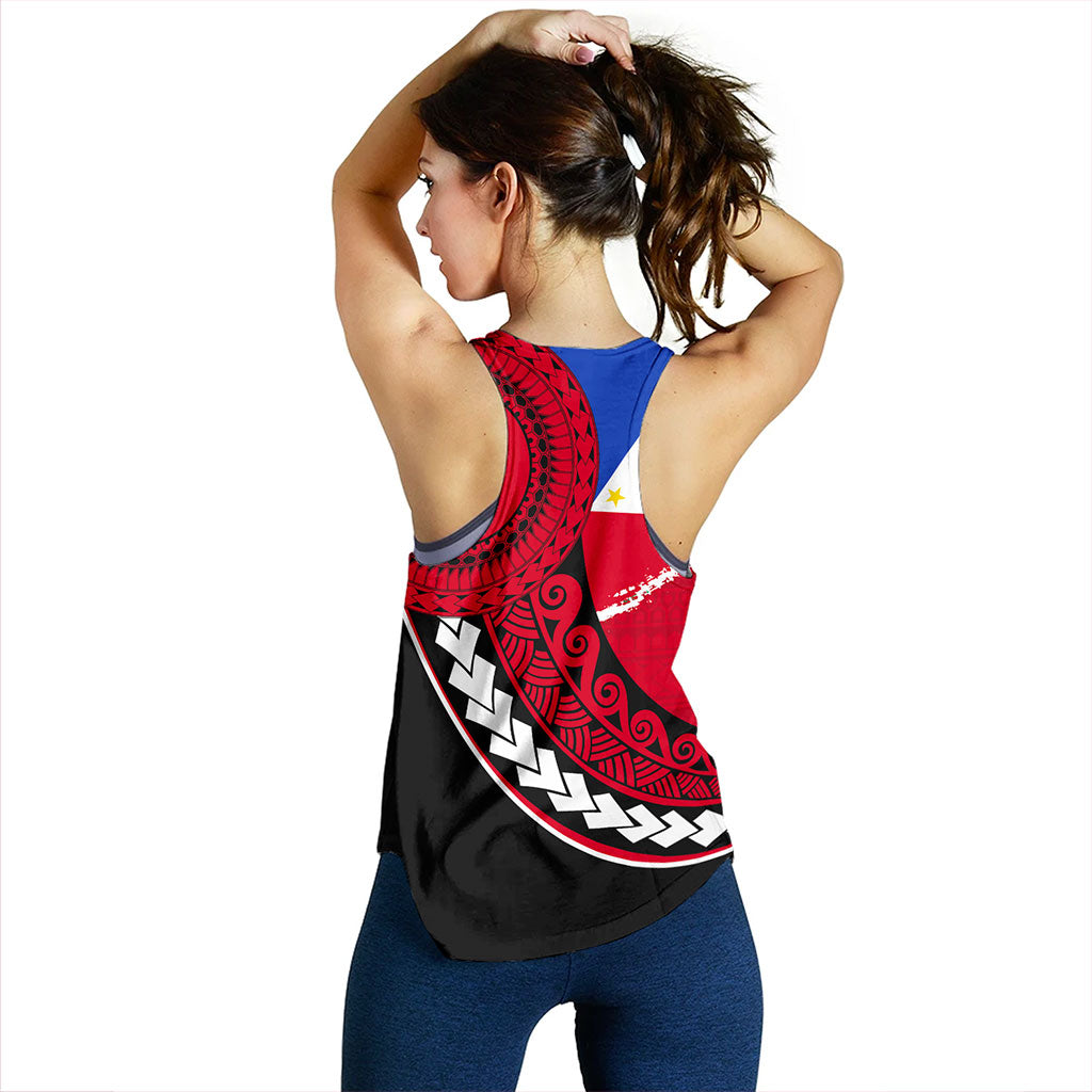 Philippines Filipinos Women Tank Flag And Map Pattern Circle Style