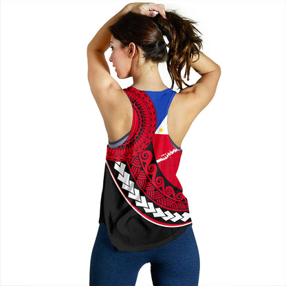 Philippines Filipinos Women Tank Flag And Map Pattern Circle Style