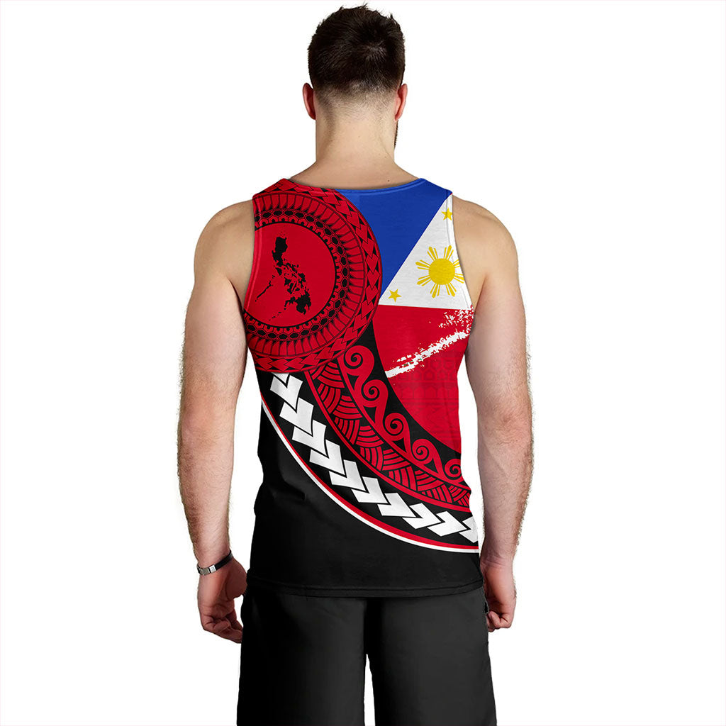 Philippines Filipinos Tank Top Flag And Map Pattern Circle Style