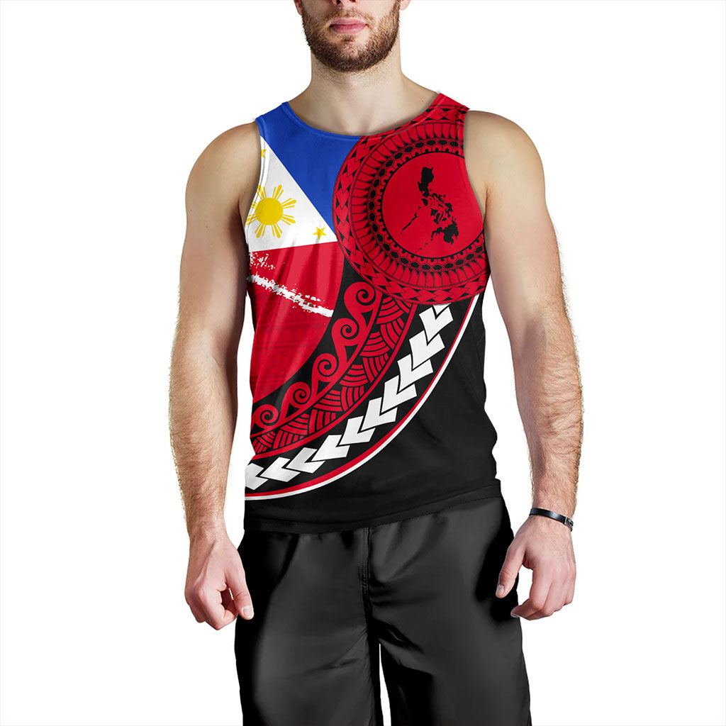 Philippines Filipinos Tank Top Flag And Map Pattern Circle Style