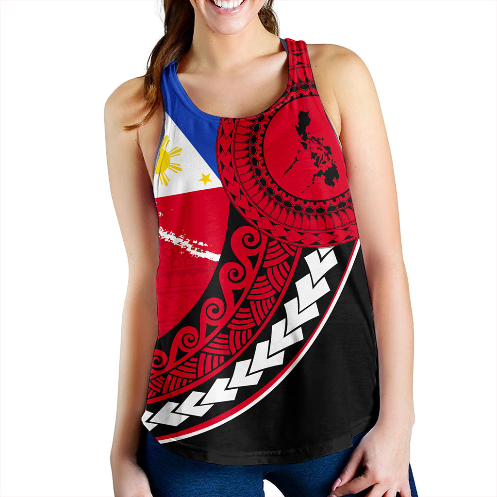 Philippines Filipinos Women Tank Flag And Map Pattern Circle Style