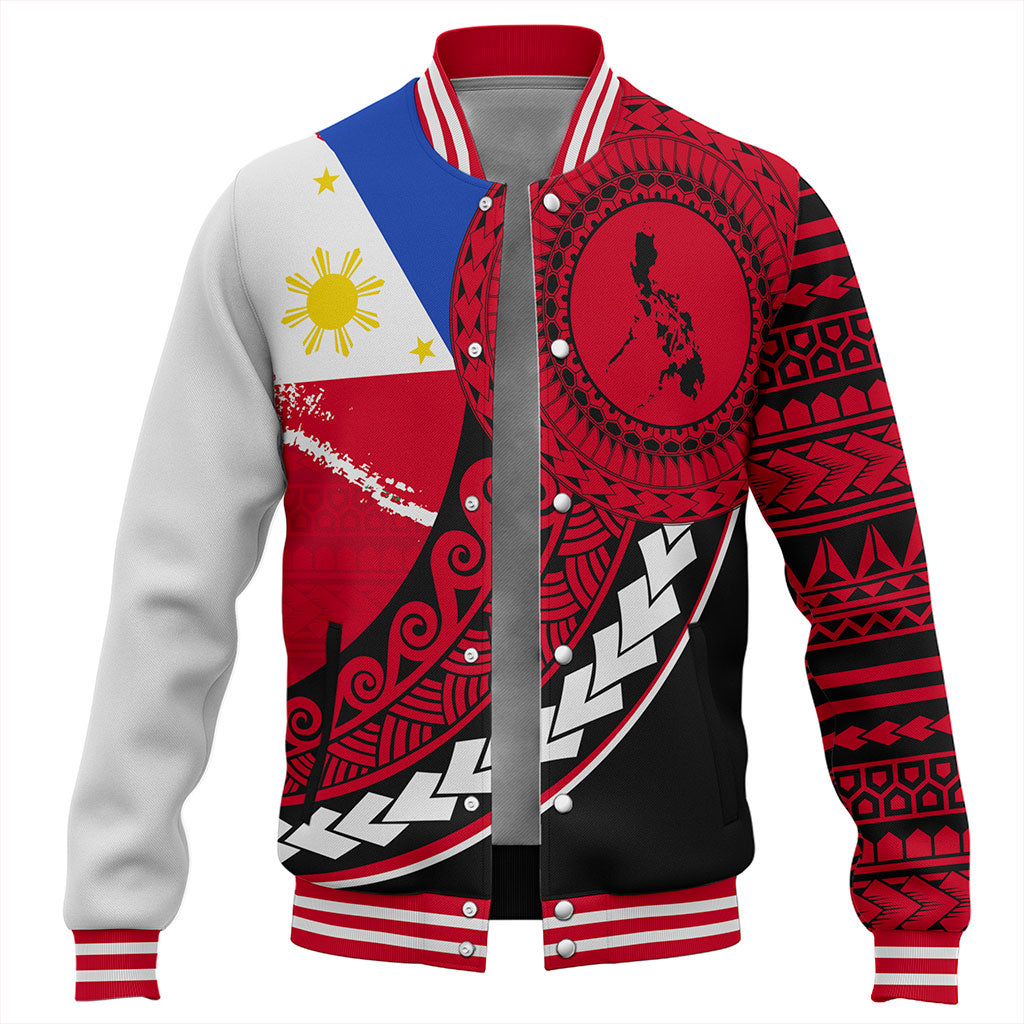 Philippines Filipinos Baseball Jacket Flag And Map Pattern Circle Style