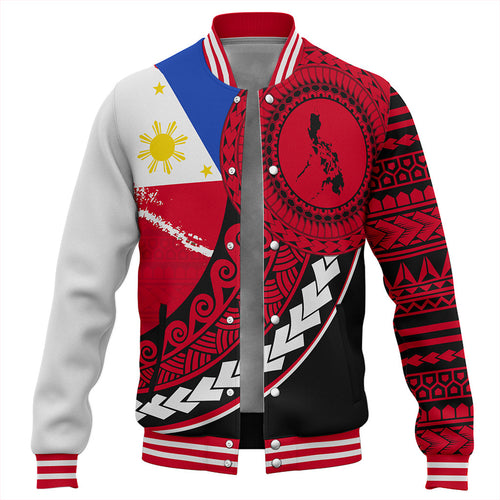 Philippines Filipinos Baseball Jacket Flag And Map Pattern Circle Style