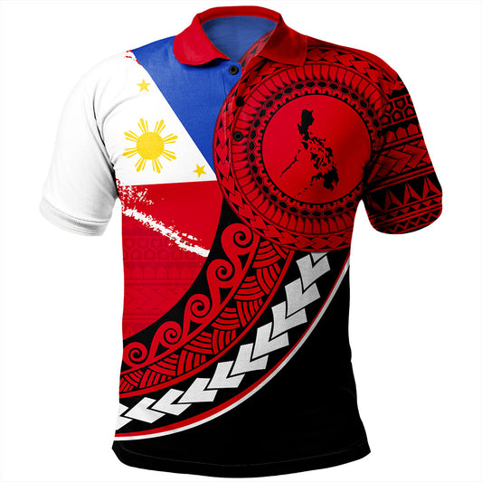 Philippines Filipinos Polo Shirt Flag And Map Pattern Circle Style