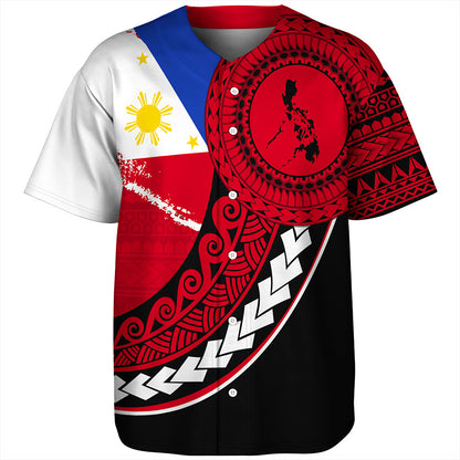 Philippines Filipinos Baseball Shirt Flag And Map Pattern Circle Style