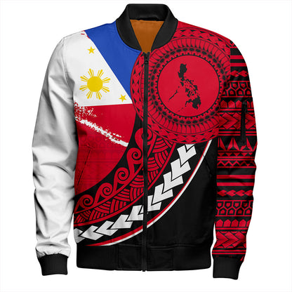 Philippines Filipinos Bomber Jacket Flag And Map Pattern Circle Style