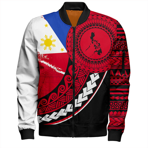 Philippines Filipinos Bomber Jacket Flag And Map Pattern Circle Style