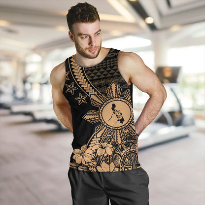 Philippines Filipinos Tank Top Star With Tribal Flower Design