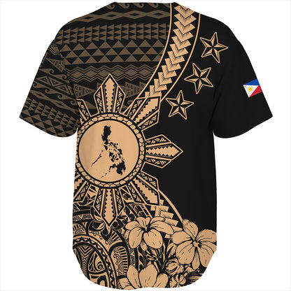 Philippines Filipinos Baseball Shirt Star With Tribal Flower Design