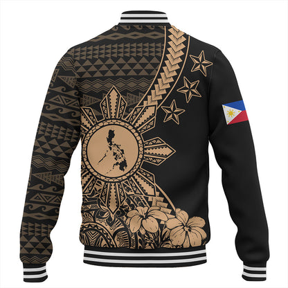 Philippines Filipinos Baseball Jacket Star With Tribal Flower Design