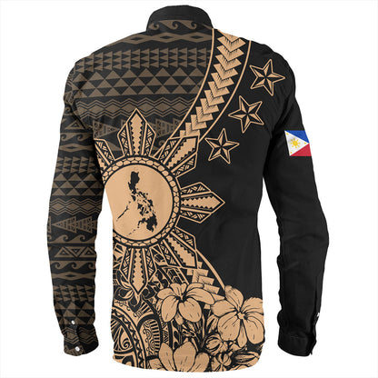 Philippines Filipinos Long Sleeve Shirt Star With Tribal Flower Design
