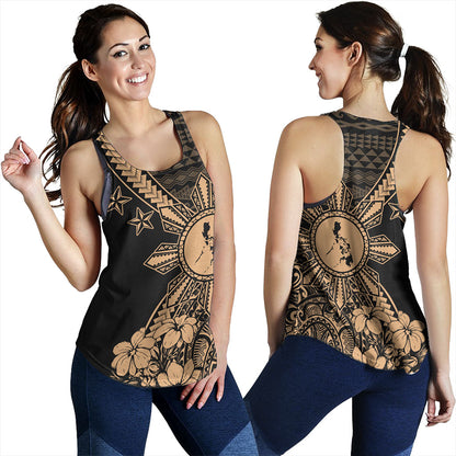 Philippines Filipinos Women Tank Star With Tribal Flower Design