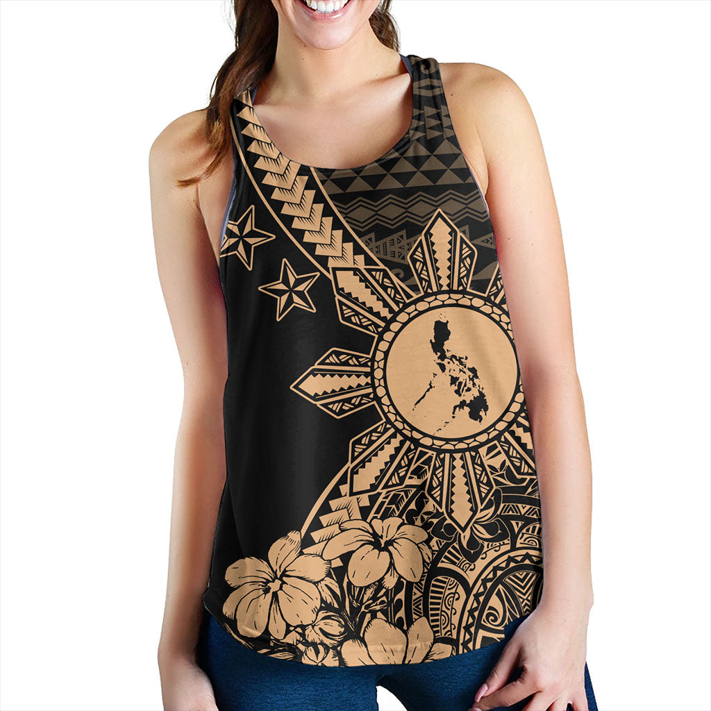 Philippines Filipinos Women Tank Star With Tribal Flower Design
