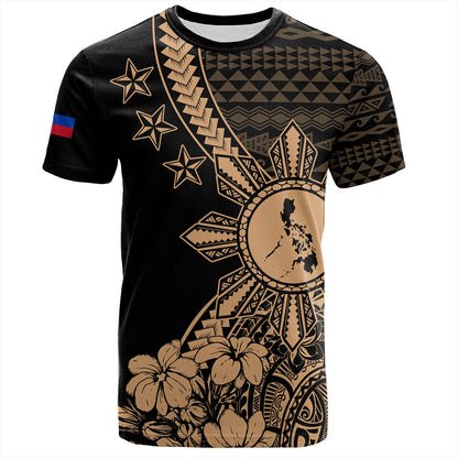 Philippines Filipinos T-Shirt Star With Tribal Flower Design