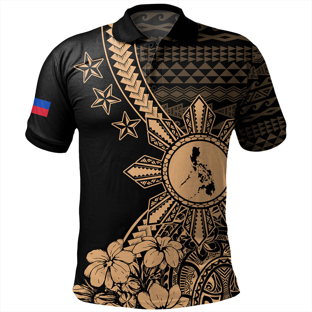 Philippines Filipinos Polo Shirt Star With Tribal Flower Design