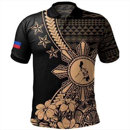 Philippines Filipinos Polo Shirt Star With Tribal Flower Design