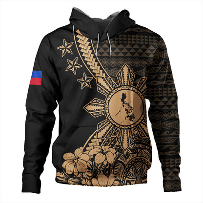 Philippines Filipinos Hoodie Star With Tribal Flower Design
