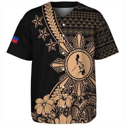 Philippines Filipinos Baseball Shirt Star With Tribal Flower Design