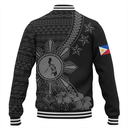Philippines Filipinos Baseball Jacket Star With Tribal Flower Design
