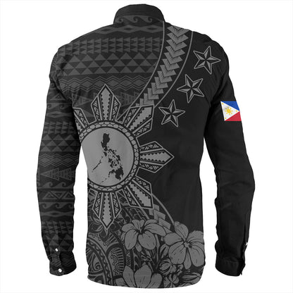 Philippines Filipinos Long Sleeve Shirt Star With Tribal Flower Design