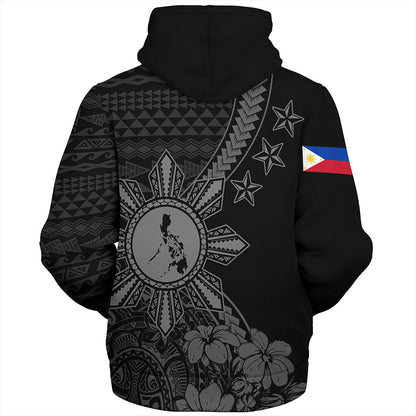 Philippines Filipinos Sherpa Hoodie Star With Tribal Flower Design