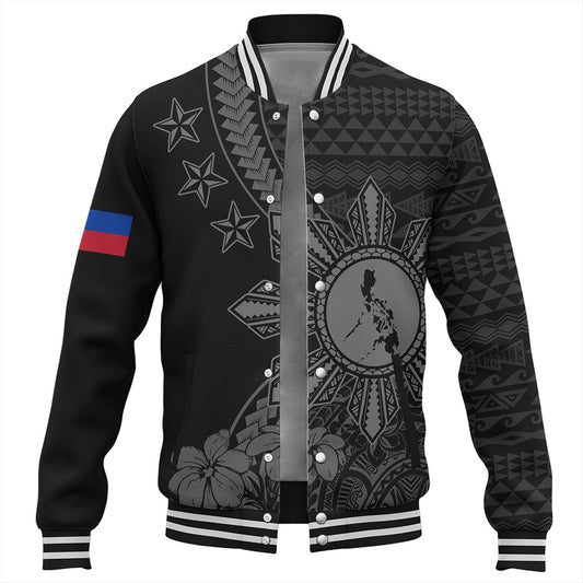 Philippines Filipinos Baseball Jacket Star With Tribal Flower Design