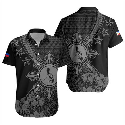 Philippines Filipinos Short Sleeve Shirt Star With Tribal Flower Design