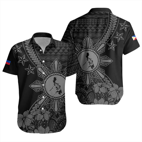 Philippines Filipinos Short Sleeve Shirt Star With Tribal Flower Design
