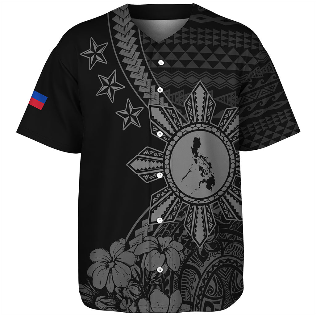 Philippines Filipinos Baseball Shirt Star With Tribal Flower Design