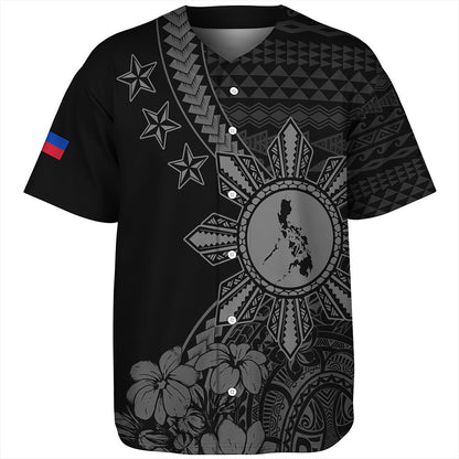 Philippines Filipinos Baseball Shirt Star With Tribal Flower Design