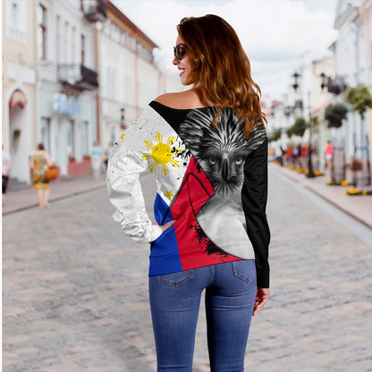 Philippines Filipinos Off Shoulder Sweatshirt Flag Shoul Style