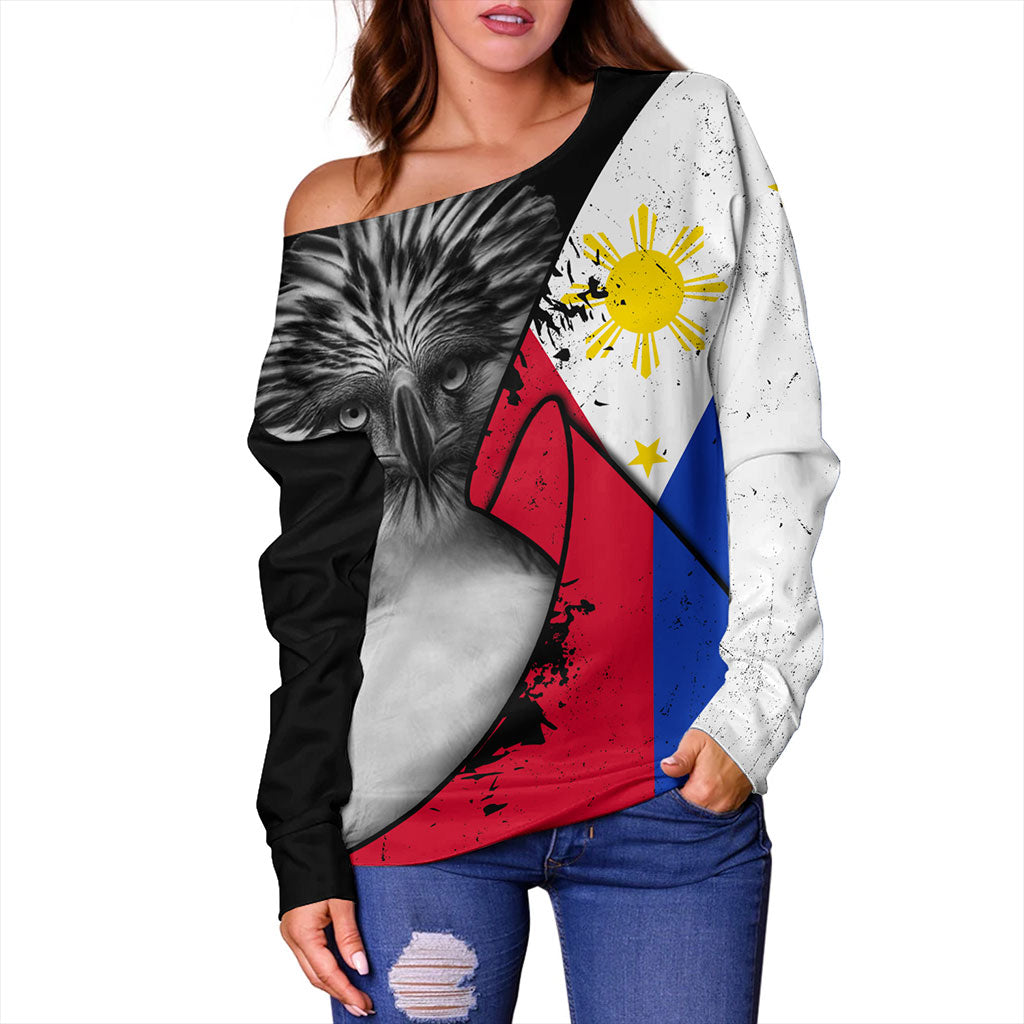 Philippines Filipinos Off Shoulder Sweatshirt Flag Shoul Style