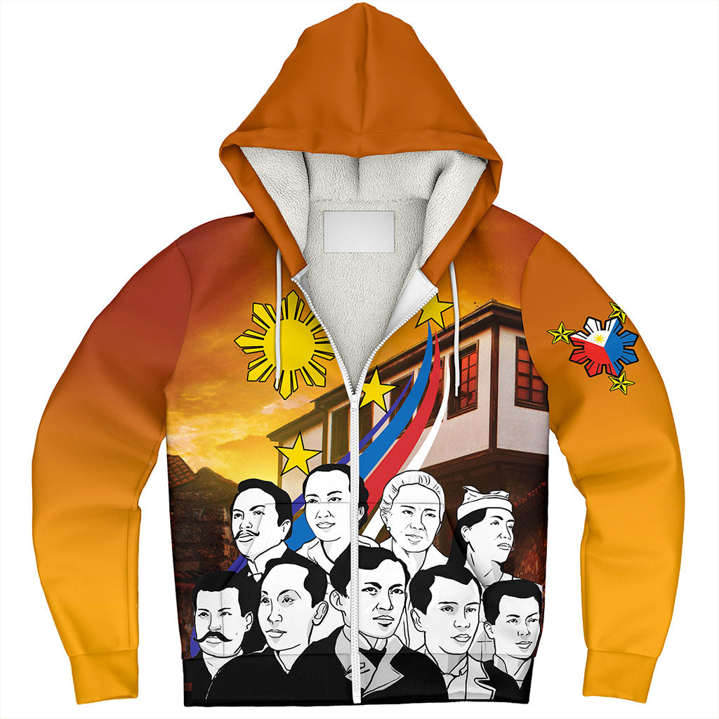 Philippines Filipinos Sherpa Hoodie National Heroes Flag Sun And Star