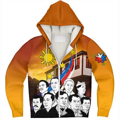 Philippines Filipinos Sherpa Hoodie National Heroes Flag Sun And Star