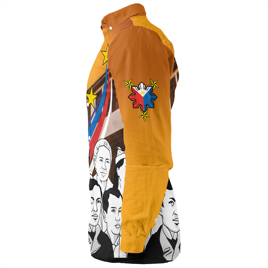 Philippines Filipinos Long Sleeve Shirt National Heroes Flag Sun And Star