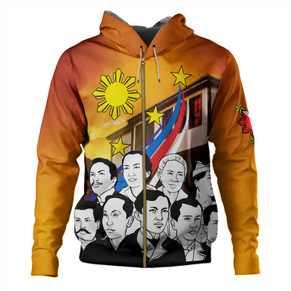 Philippines Filipinos Hoodie National Heroes Flag Sun And Star