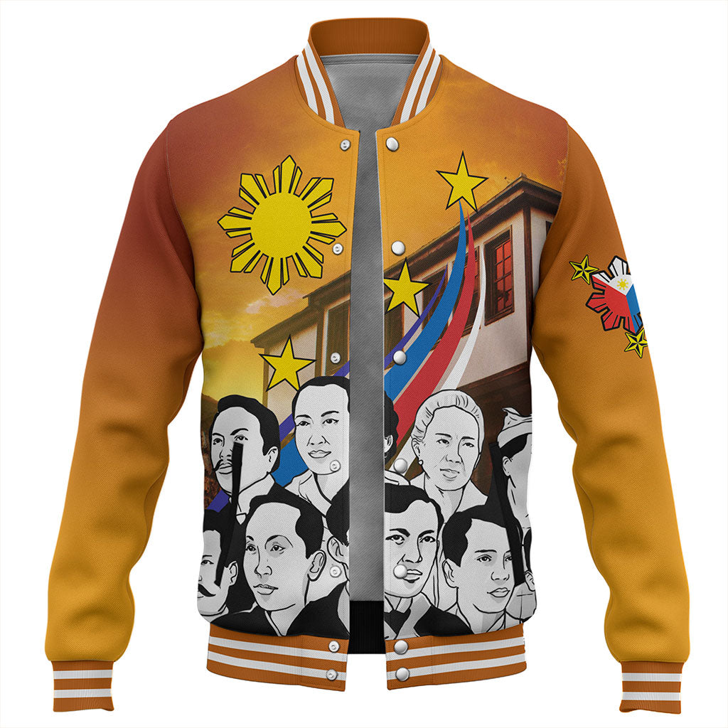 Philippines Filipinos Baseball Jacket National Heroes Flag Sun And Star