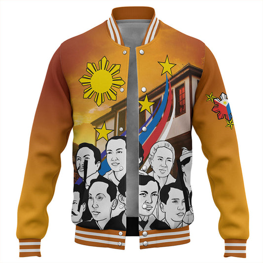 Philippines Filipinos Baseball Jacket National Heroes Flag Sun And Star