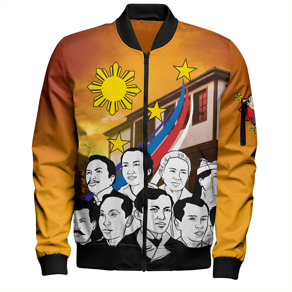 Philippines Filipinos Bomber Jacket National Heroes Flag Sun And Star