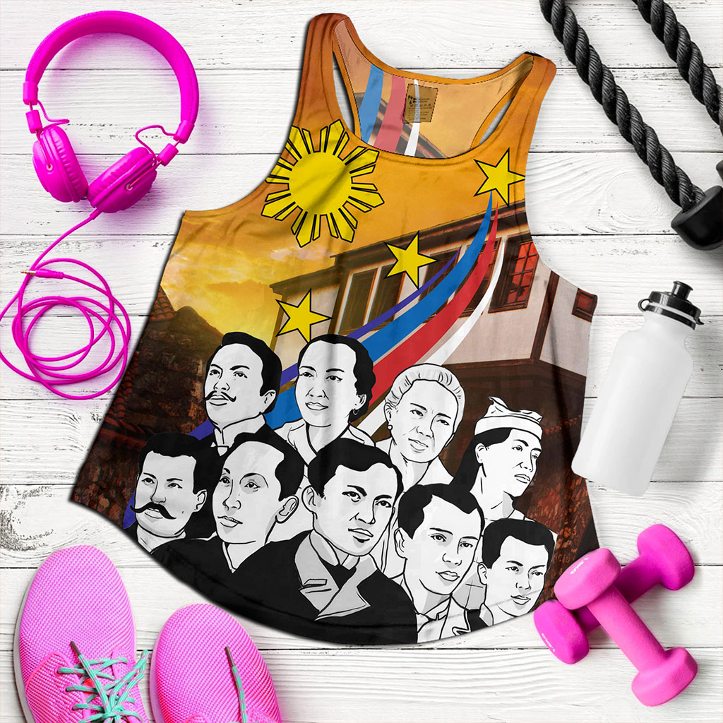 Philippines Filipinos Women Tank National Heroes Flag Sun And Star