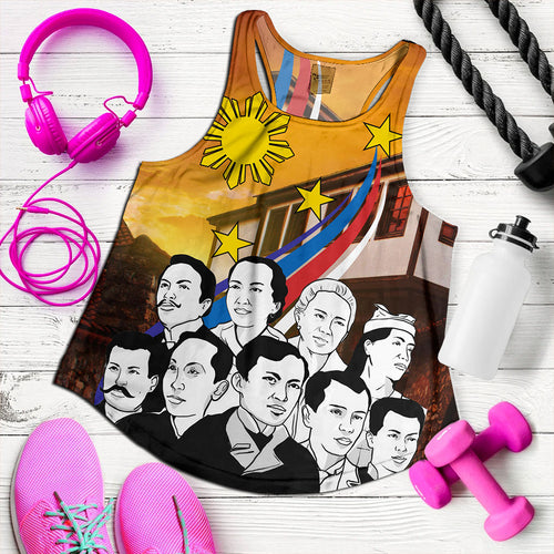 Philippines Filipinos Women Tank National Heroes Flag Sun And Star