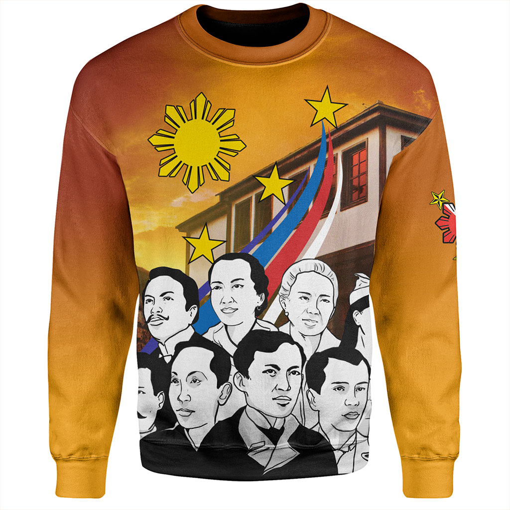 Philippines Filipinos Sweatshirt National Heroes Flag Sun And Star