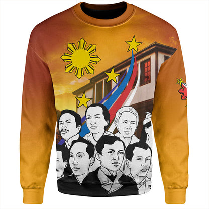 Philippines Filipinos Sweatshirt National Heroes Flag Sun And Star